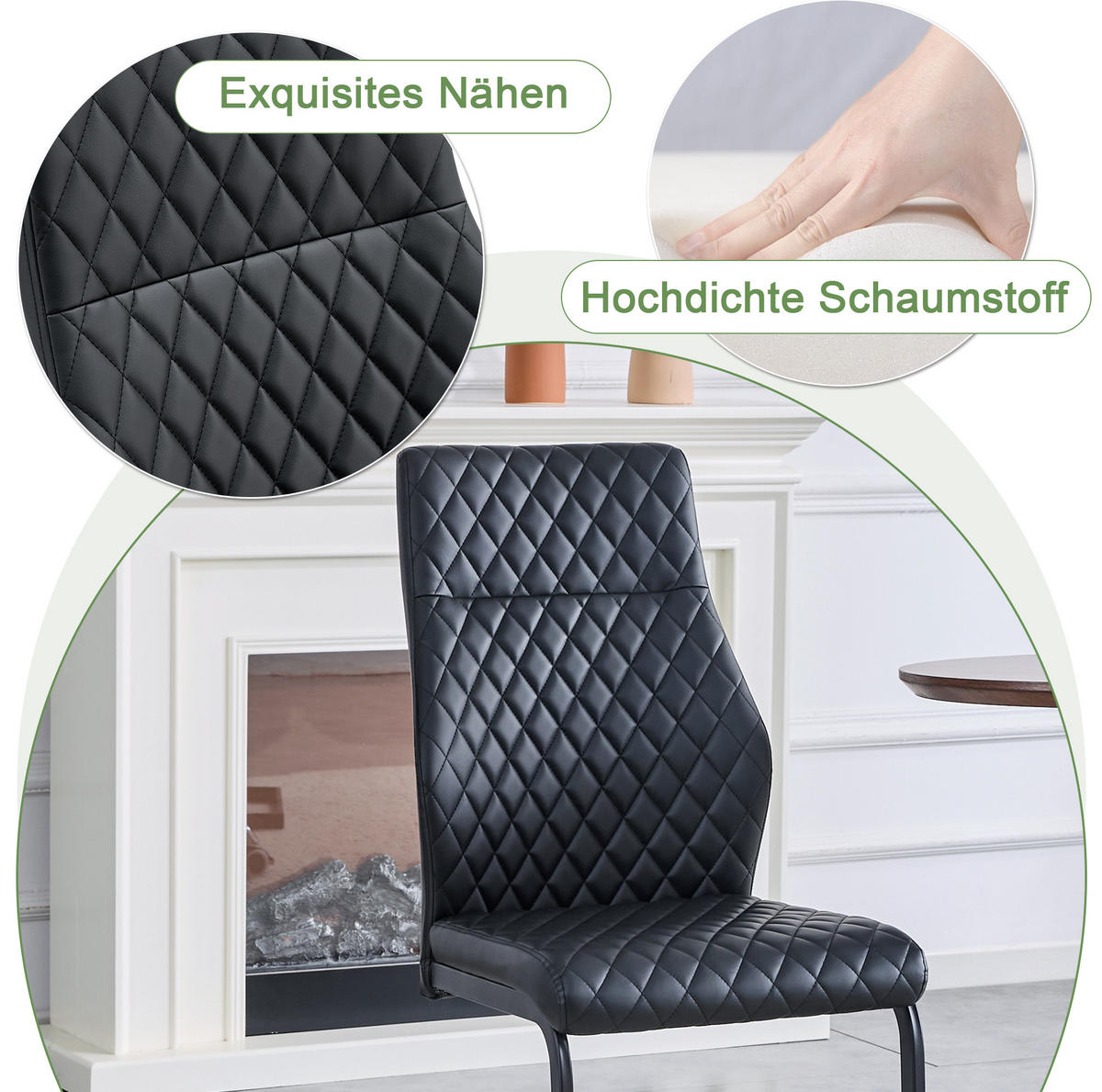 ESSTISCH-SET 3-tlg. rund 107 cm Schwarz/Walnussoptik - Schwarz, Metall (107/75/107cm) - Meubliv