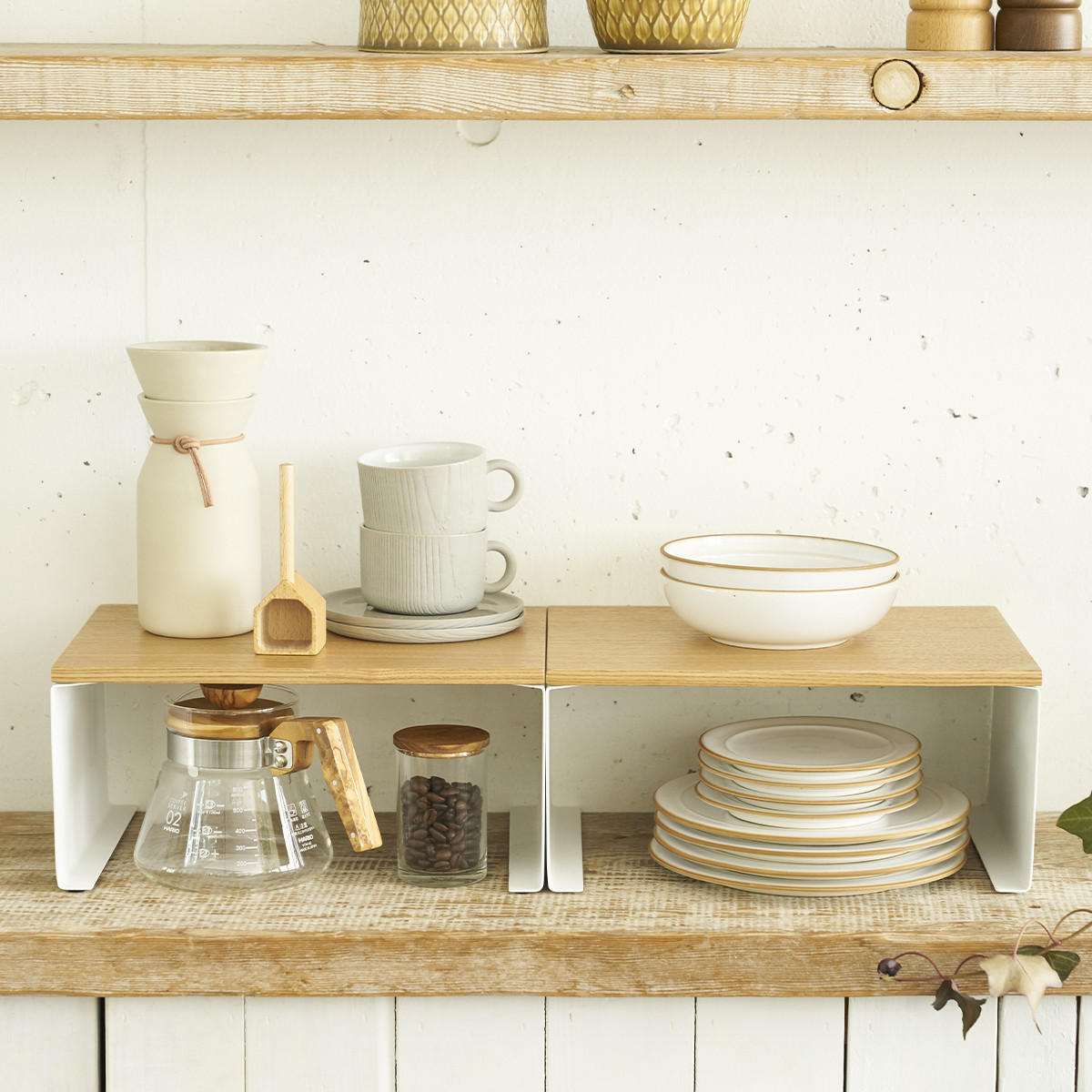 AUFBEWAHRUNGSREGAL Stapelbar - 30,5/22/14,5 cm - Weiß, Metall (22/14.5/30.5cm) - Yamazaki