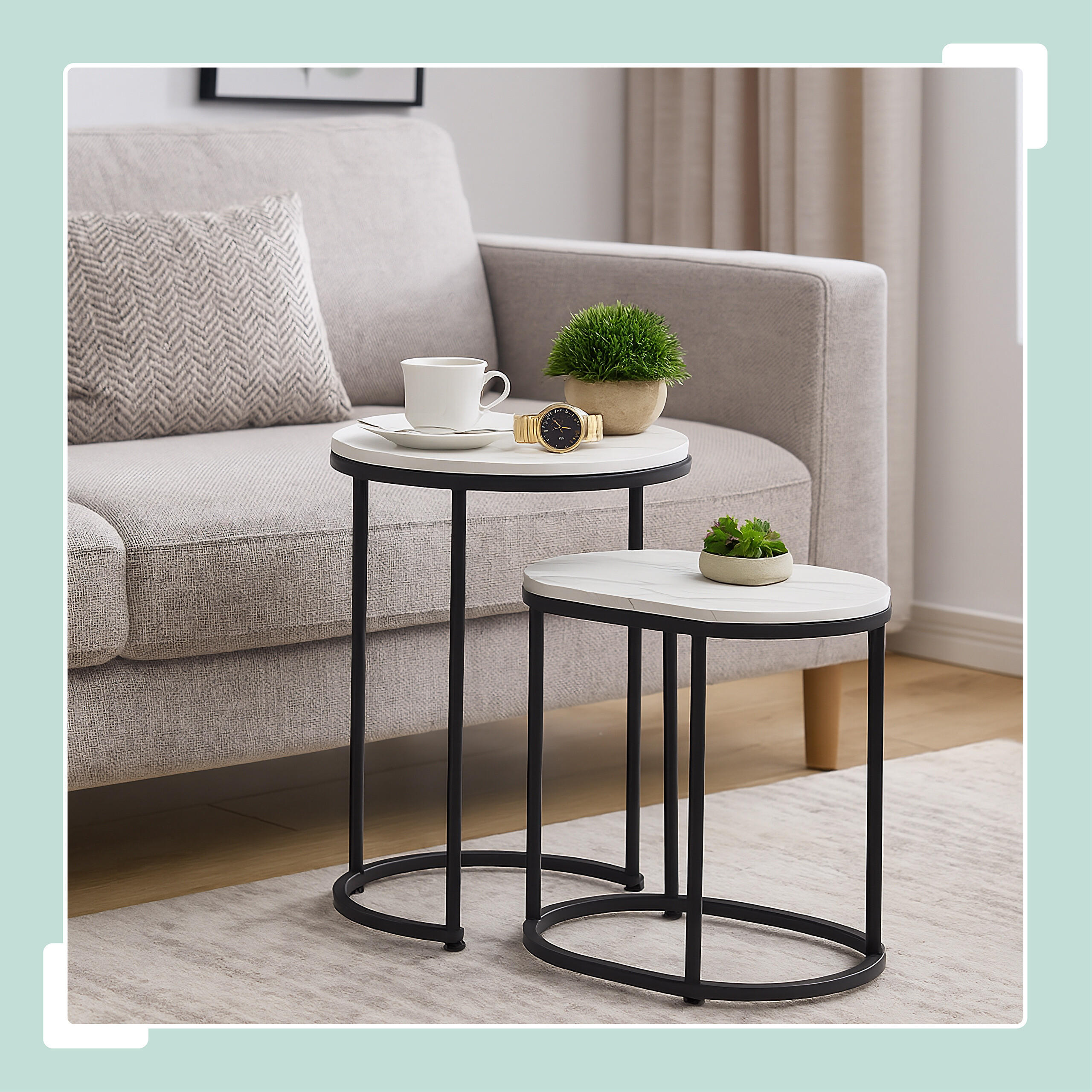 SATZTISCH-SET 2-tlg. - Multicolor, Holzwerkstoff/Kunststoff (40/40/51cm) - Relaxdays