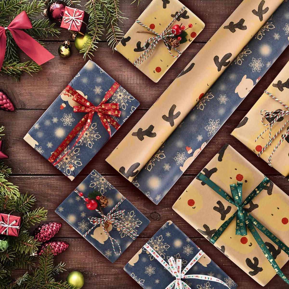 GESCHENKPAPIER 2-teiliges Set 43 cm x 15 m Weihnachten - Multicolor, Papier (43/0.1/1500cm)