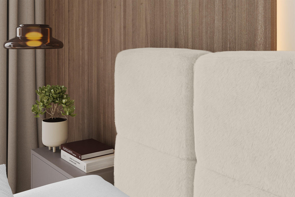 POLSTERBETT mit Bettkasten und Lattenrost mit Kopfteil, Boxbett ohne Matratze, mit Stauraum - NATA 140x200 Hellbeige - Beige, Holzwerkstoff/Textil (140/200cm) - ALTDECOR