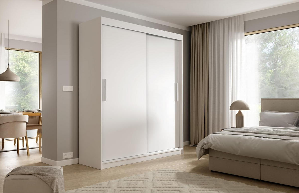 SCHIEBETÜRENSCHRANK 200 Weiß 200x59x215,5 cm - Weiß, Holzwerkstoff (200/215.5/59cm) - Mobelsta