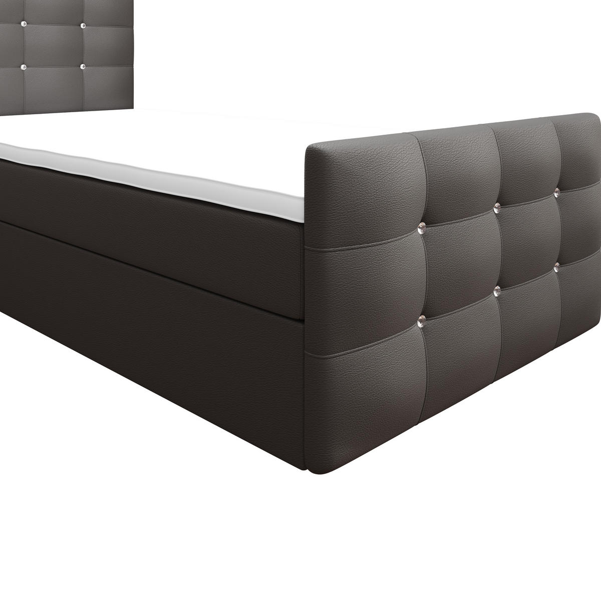 BOXBETT KLEO 90x200, mit Matratze H3 und Topper, Madryt 195 - Grau, Holz/Kunststoff (90/200cm) - Bedante