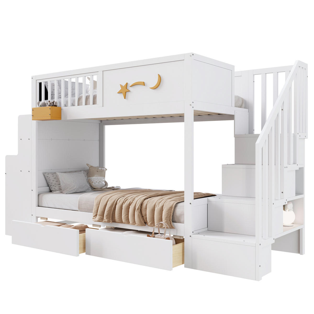 ETAGENBETT 90/200 cm Weiß - Weiß, Holz - Raumix