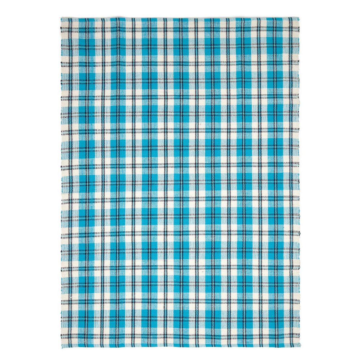 HANDWEBTEPPICH Irvine, Baumwolle kariert 150/240 cm - Blau, Textil (150/240cm) - Homescapes