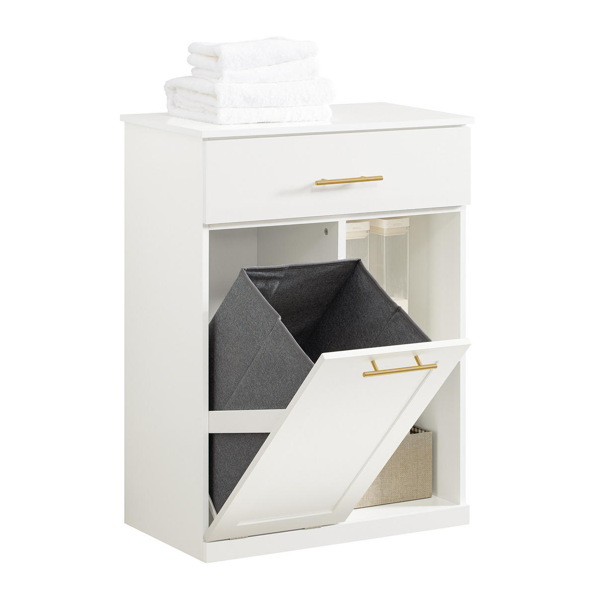 WÄSCHESCHRANK Weiß - Weiß, Holzwerkstoff (66/95/37cm) - SoBuy