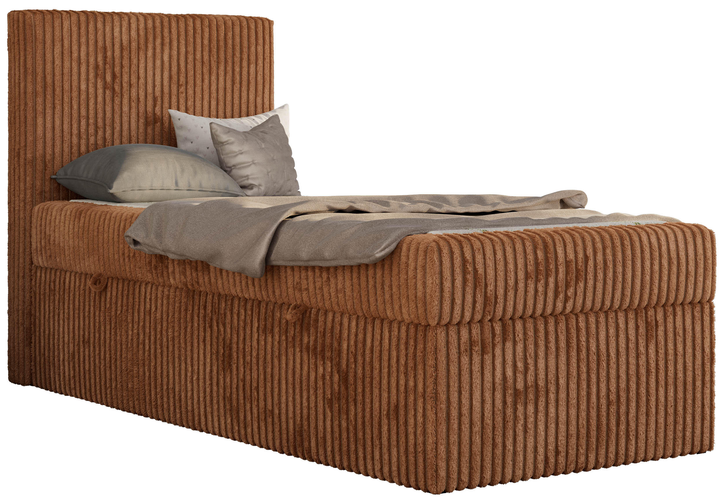 JUGENDBETT TILIO 90/200 - Orange - H4 - Links Seite - Orange, Textil (90/200cm) - MKS