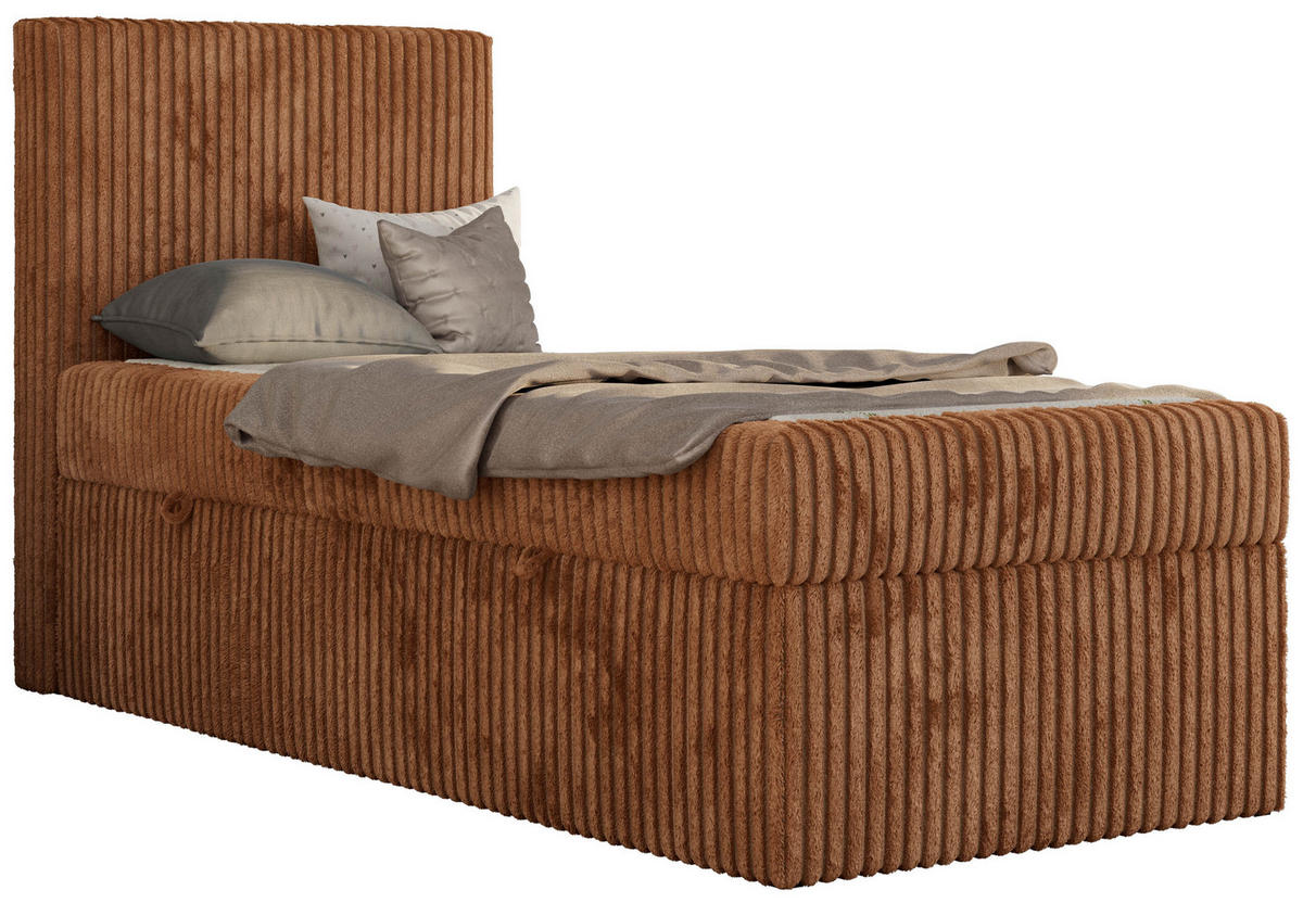 JUGENDBETT TILIO 90/200 - Orange - H4 - Links Seite - Orange, Textil (90/200cm) - MKS