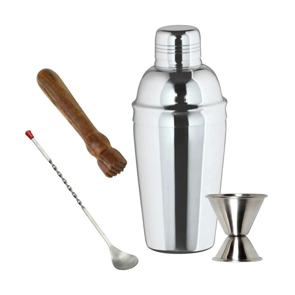 COCKTAILSET Edelstahl, 3-teilig, mit Stößel, Barlöffel & Jigger - Edelstahlfarben, Metall (1/1/1cm) - ich-zapfe