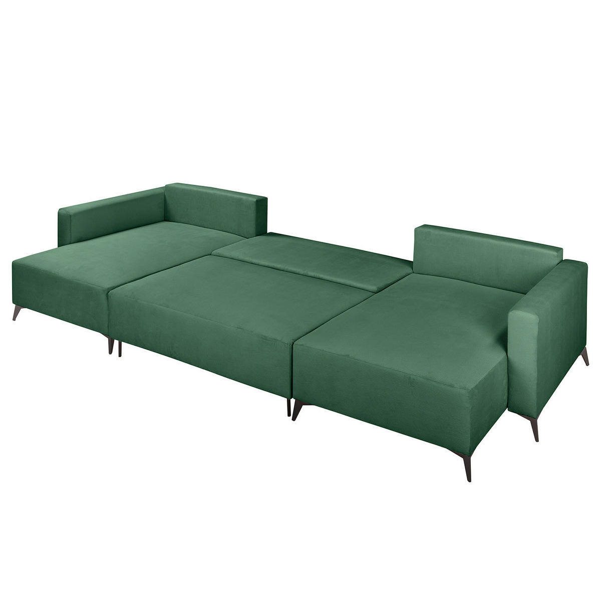 WOHNLANDSCHAFT - Dunkelgrün/Schwarz, Textil (382/81/148cm) - home24