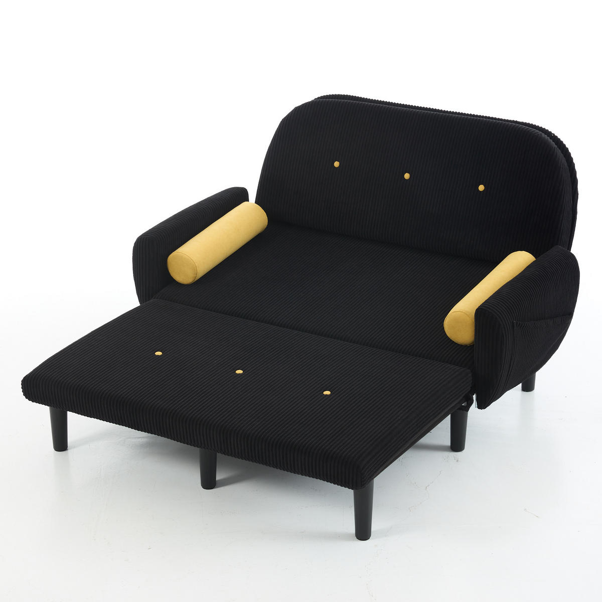 SCHLAFSOFA 133,5/77/85 cm Schwarz Cord mit Stauraum - Schwarz, Textil (77/85/133.5cm) - Oxeza