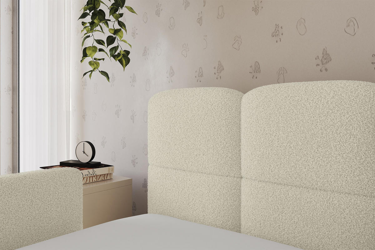 EINZELLBETT Jugendbett mit Bettkasten, Rechts - KIVY 100x200 Beige - Creme, Holzwerkstoff/Textil (100/200cm) - ALTDECOR