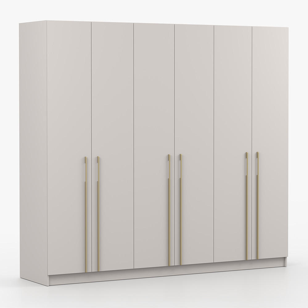 DREHTÜRENSCHRANK ROSA 6D 230/210/57 cm 6-türig Kaschmir - Kaschmir/Goldfarben, Holzwerkstoff/Metall (230/57/210cm) - imoebel24