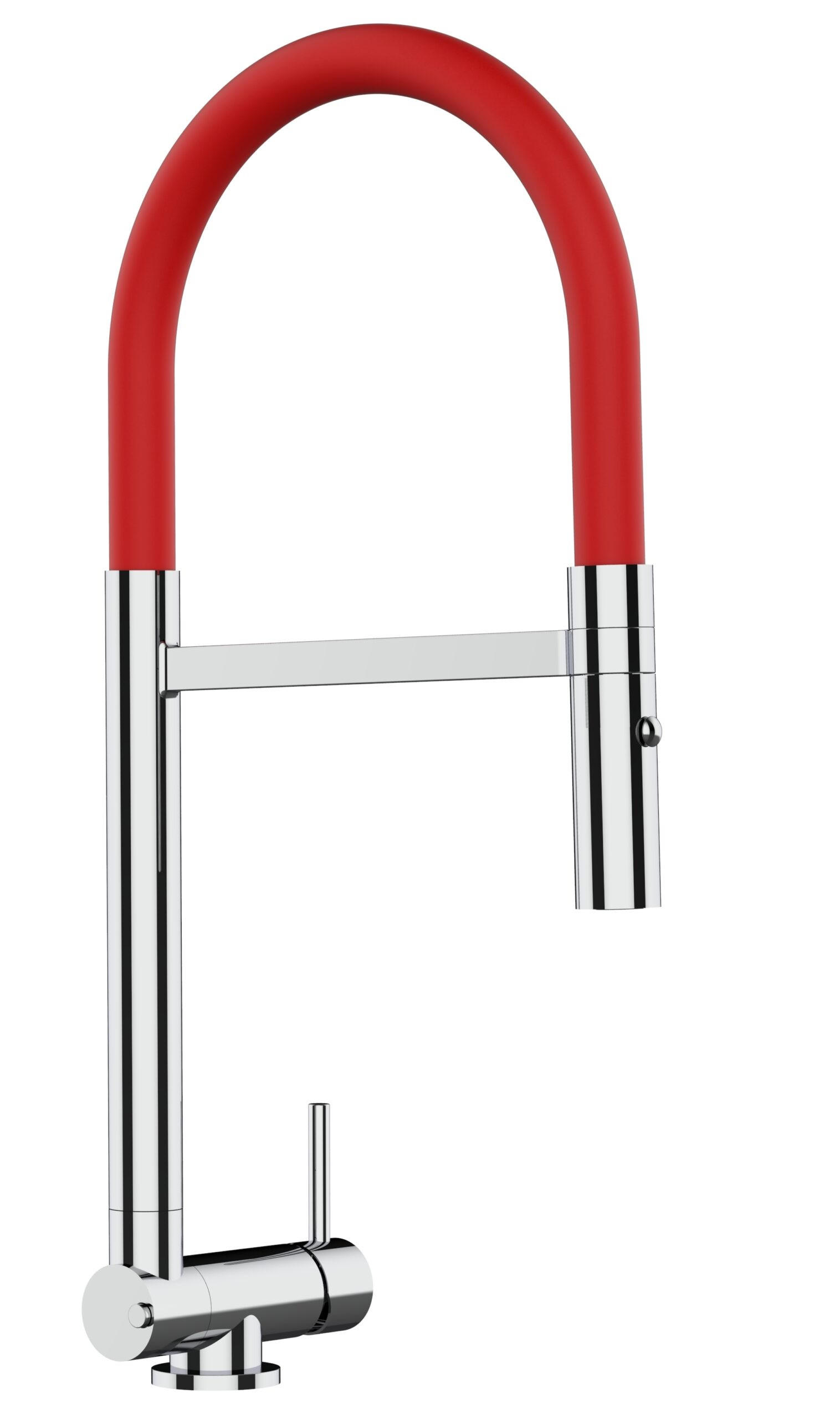 VORFENSTER-KÜCHENARMATUR, Umklappbar 4,5 CM, Verchromt und Rot, 2-Strahl-Brause - Rot, Metall (21.3/44.4/21.3cm) - VIZIO