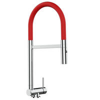 VORFENSTER-KÜCHENARMATUR, Umklappbar 4,5 CM, Verchromt und Rot, 2-Strahl-Brause - Rot, Metall (21.3/44.4/21.3cm) - VIZIO