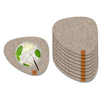 GLASUNTERSETZER mit Lederlabel 10er-Set - Beige, Textil (11/13cm) - Miqio Design