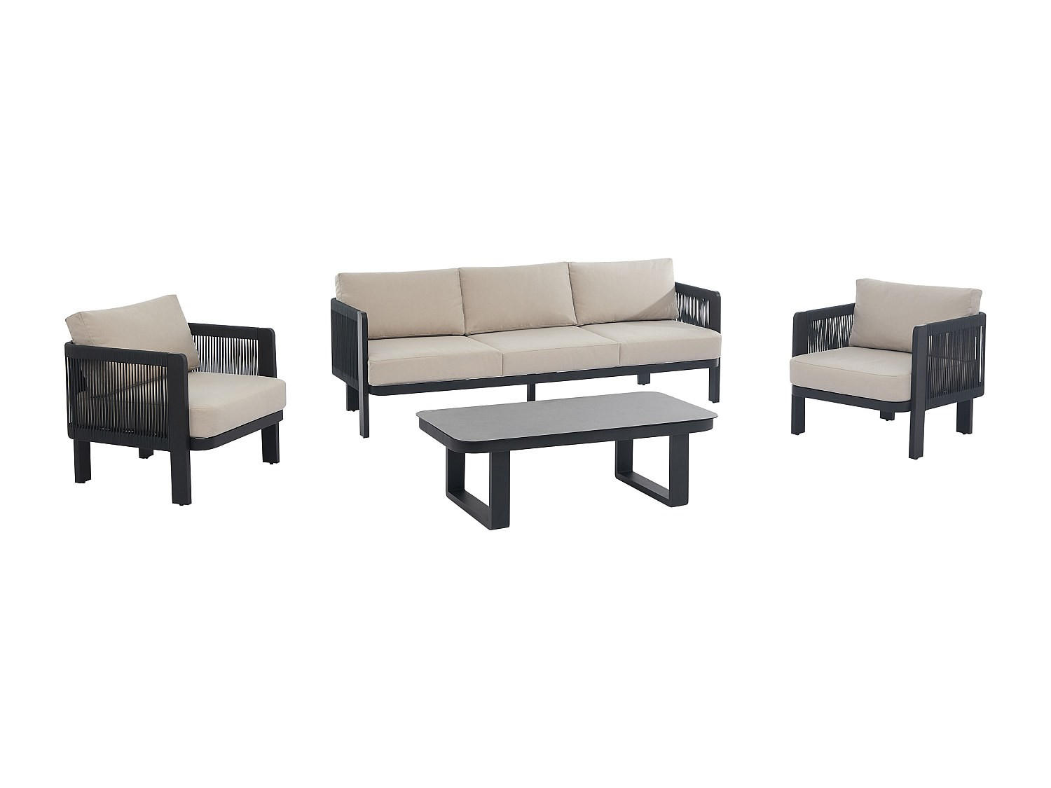 GARTENSITZGRUPPE im Set - 5 -Sitzer - Aluminium - schwarz - HELYSI - Schwarz, Metall - Vente-Unique