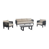 GARTENSITZGRUPPE im Set - 5 -Sitzer - Aluminium - schwarz - HELYSI - Schwarz, Metall - Vente-Unique