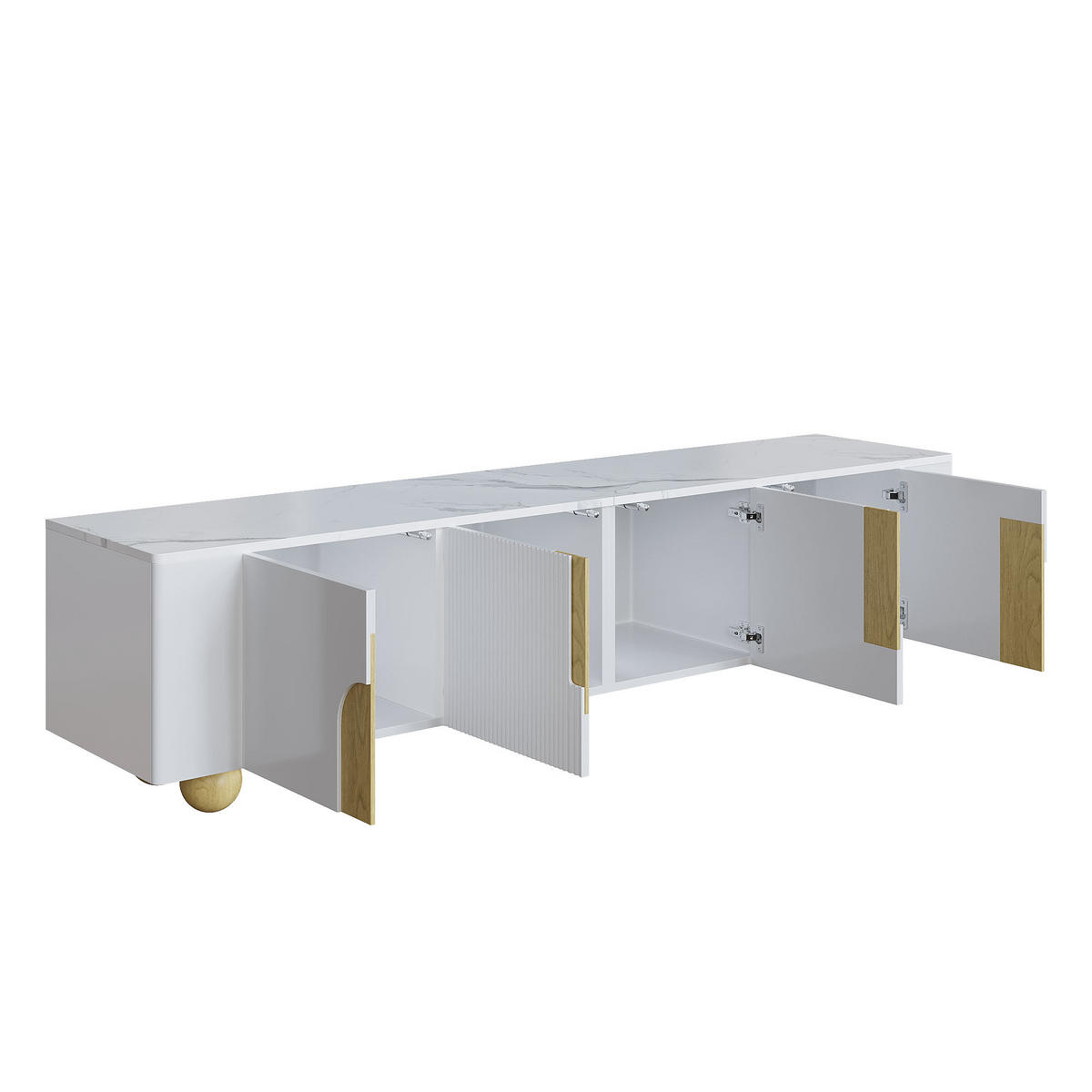 LOWBOARD Weiß und Holzfarbe 180/40/44 cm - Weiß, Holzwerkstoff (180/44/40cm) - PANGIVO
