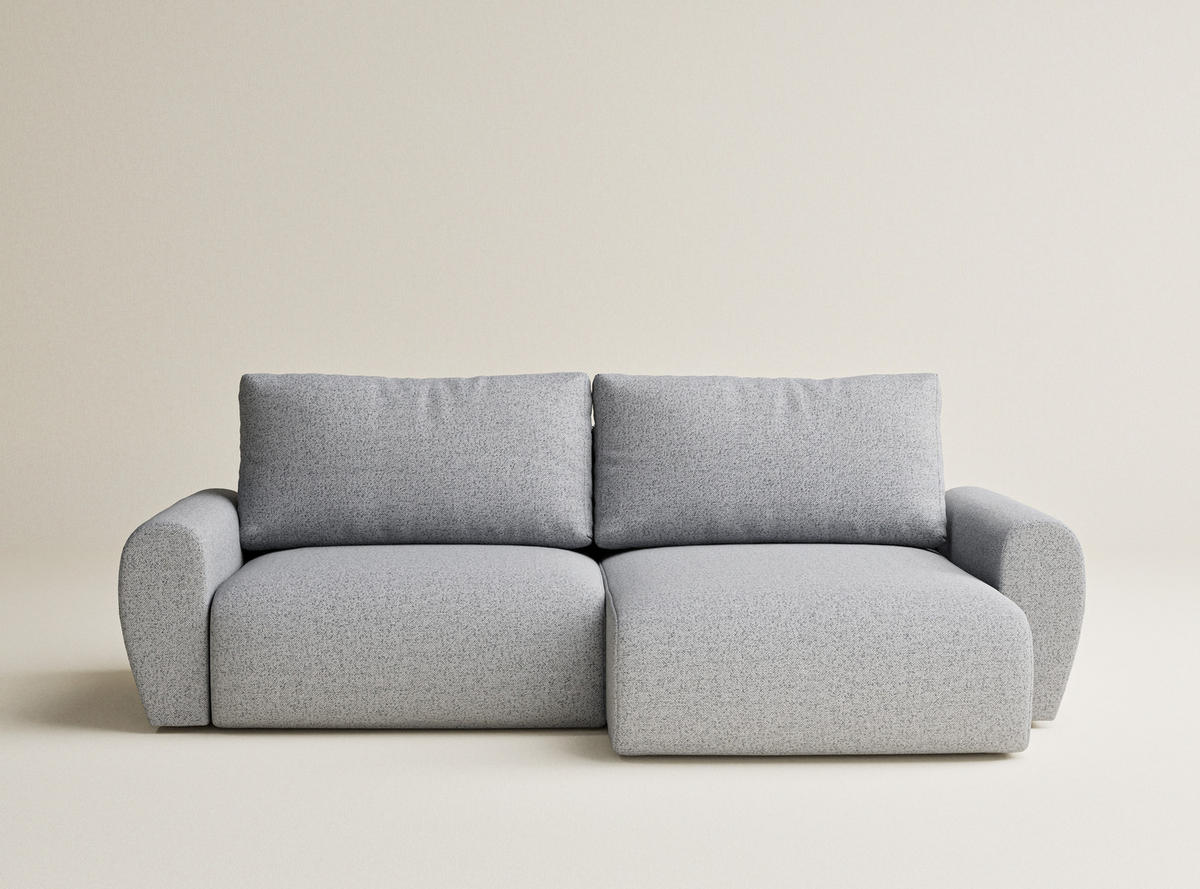 ECKSOFA MIT SCHLAFFUNKTION Numba Hellgrau Webstoff - Hellgrau/Schwarz, Holz/Holzwerkstoff (253/153cm) - Maison de Reve