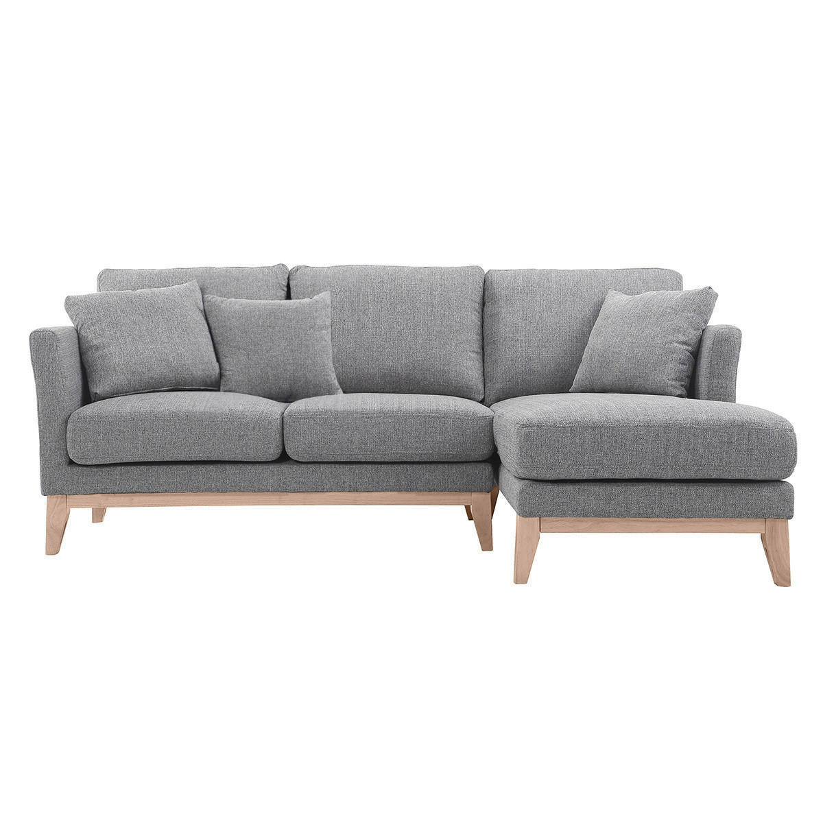ECKSOFA Rechts Skandinavisch Hellgrau OSLO - Grau, Textil (130/192cm) - Miliboo