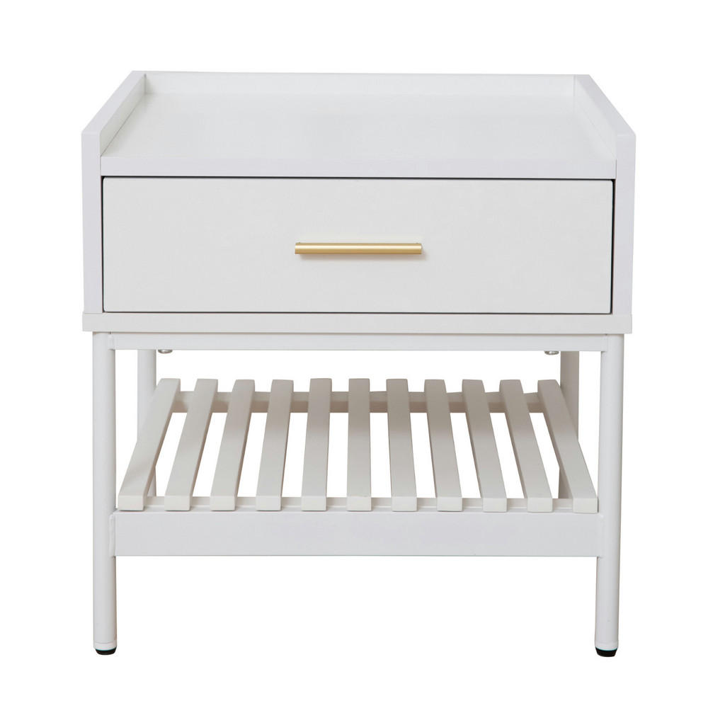 Thumbnail - Svita Nachttisch, Weiß, Metall, Rechteckig, 45x44x40 cm, Schlafzimmer, Nachttische