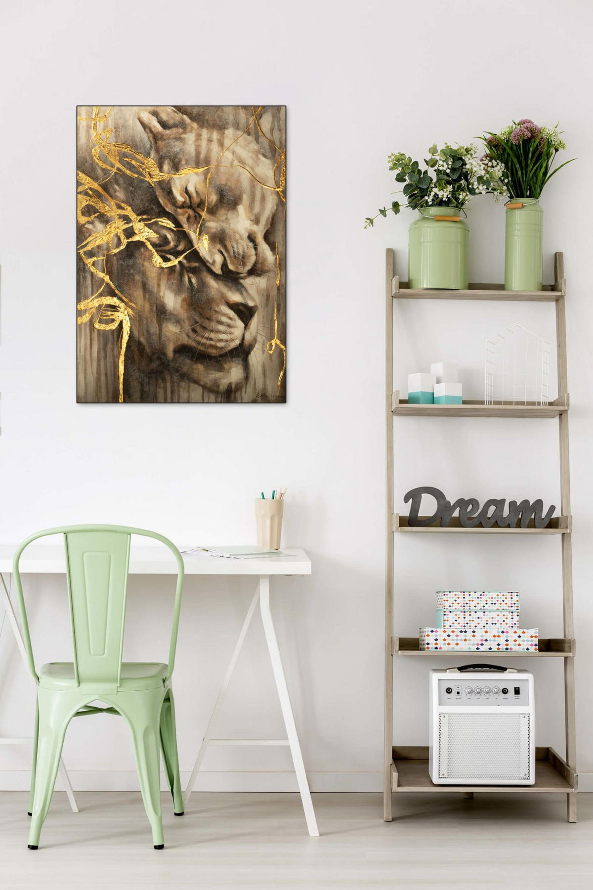 OLEJOMAĽBA 75/100 cm, Zvieratá - zlatá, drevo/textil (75/100cm) - KUNSTLOFT
