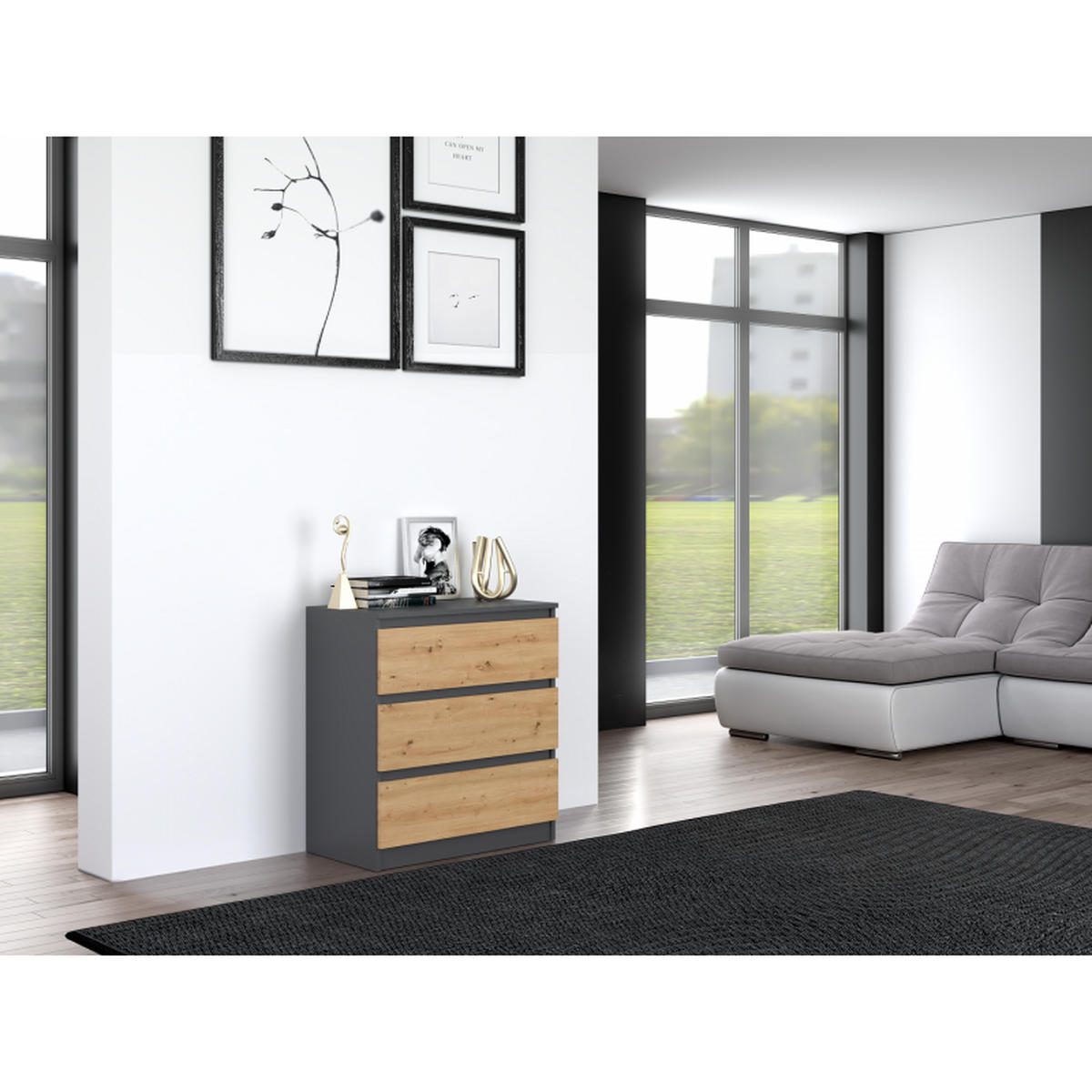 KOMMODE Anthrazit, Artisan 70/75/40 - Anthrazit, Holzwerkstoff (70/75/40cm) - RAUMHIRSCH FURNITURE