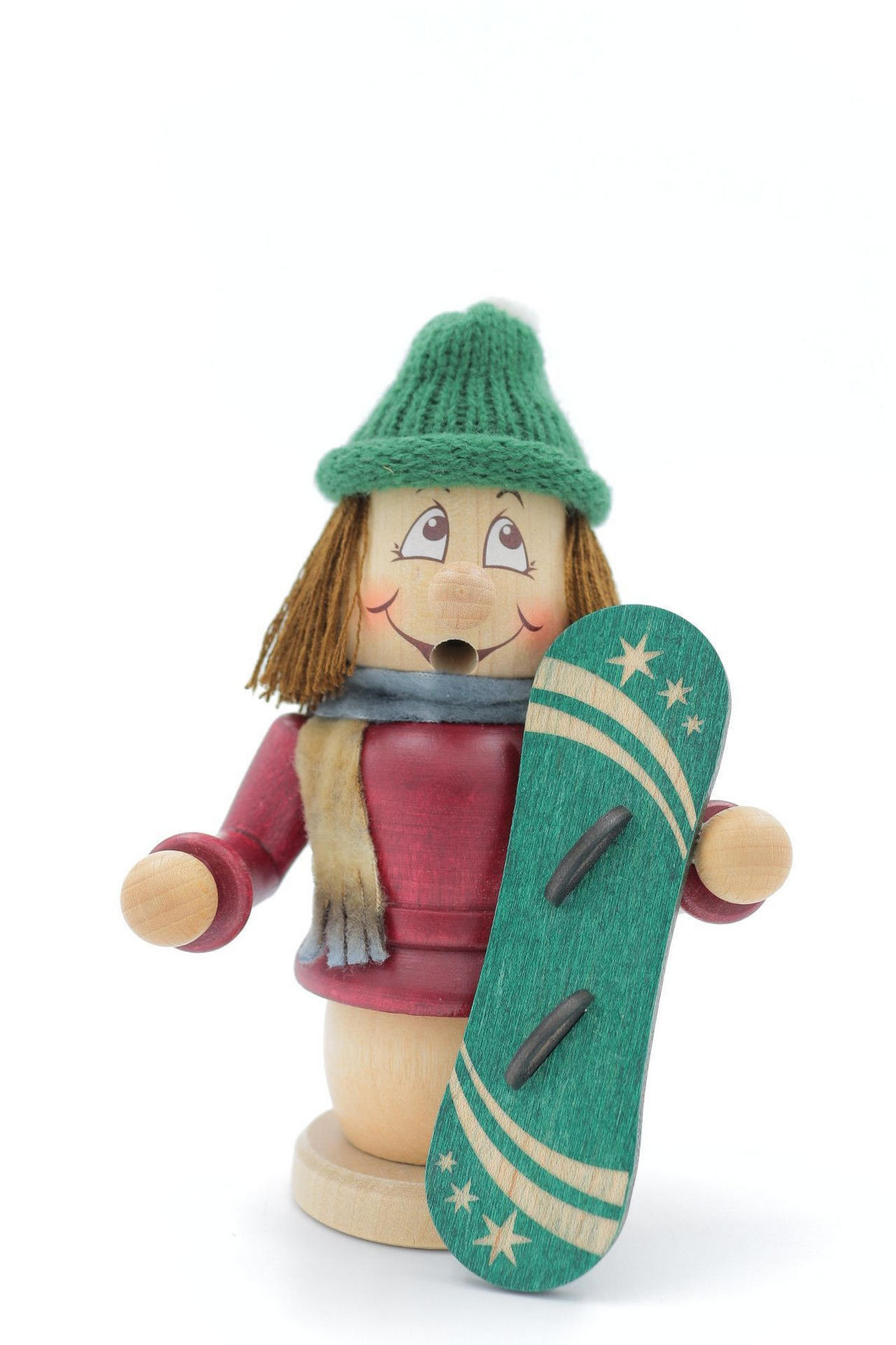 RAUCHFIGUR Wichtel Snowboarder 15cm - Multicolor, Holz (9/15/0.1cm)