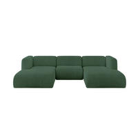 WOHNLANDSCHAFT MIRA-U1 317x179x70 Grün Cord - Salbeigrün/Schwarz, Holzwerkstoff/Kunststoff (317/70/179cm) - ALTDECOR