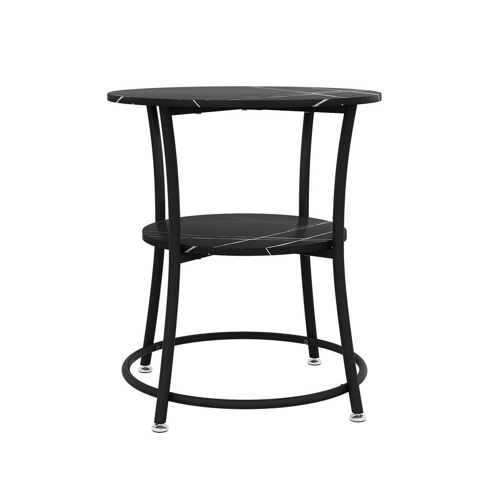 COUCHTISCH Quebec Marmor 50 x 50 cm mit Ablage - Weiß Hochglanz/Schwarz, Holzwerkstoff (50/50/55cm) - Vicco
