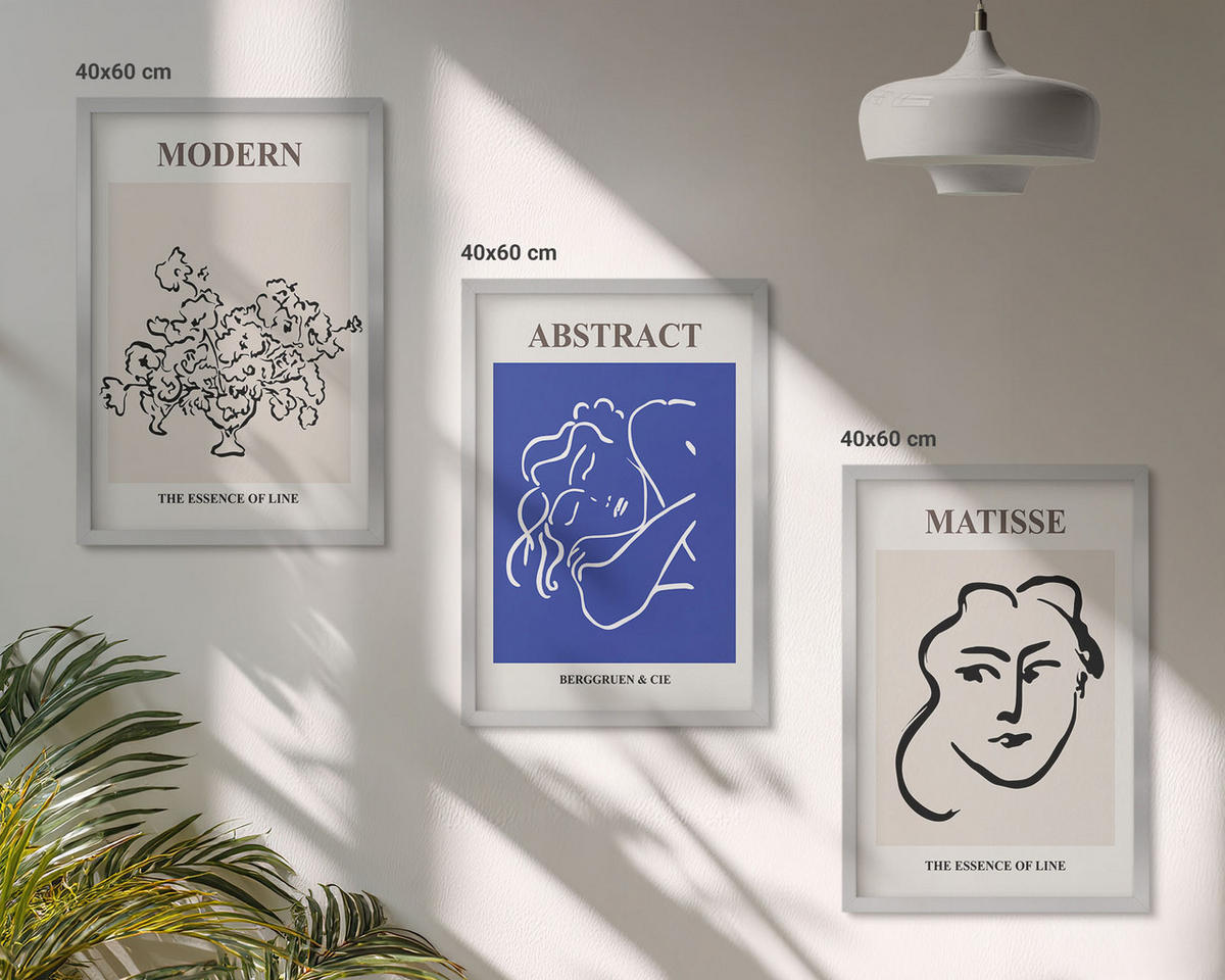 BILDER SET 3er Set - 40x60 cm Silberner Rahmen - Matisses moderne Plakate - Silberfarben, Kunststoff (40/60cm) - TULUP