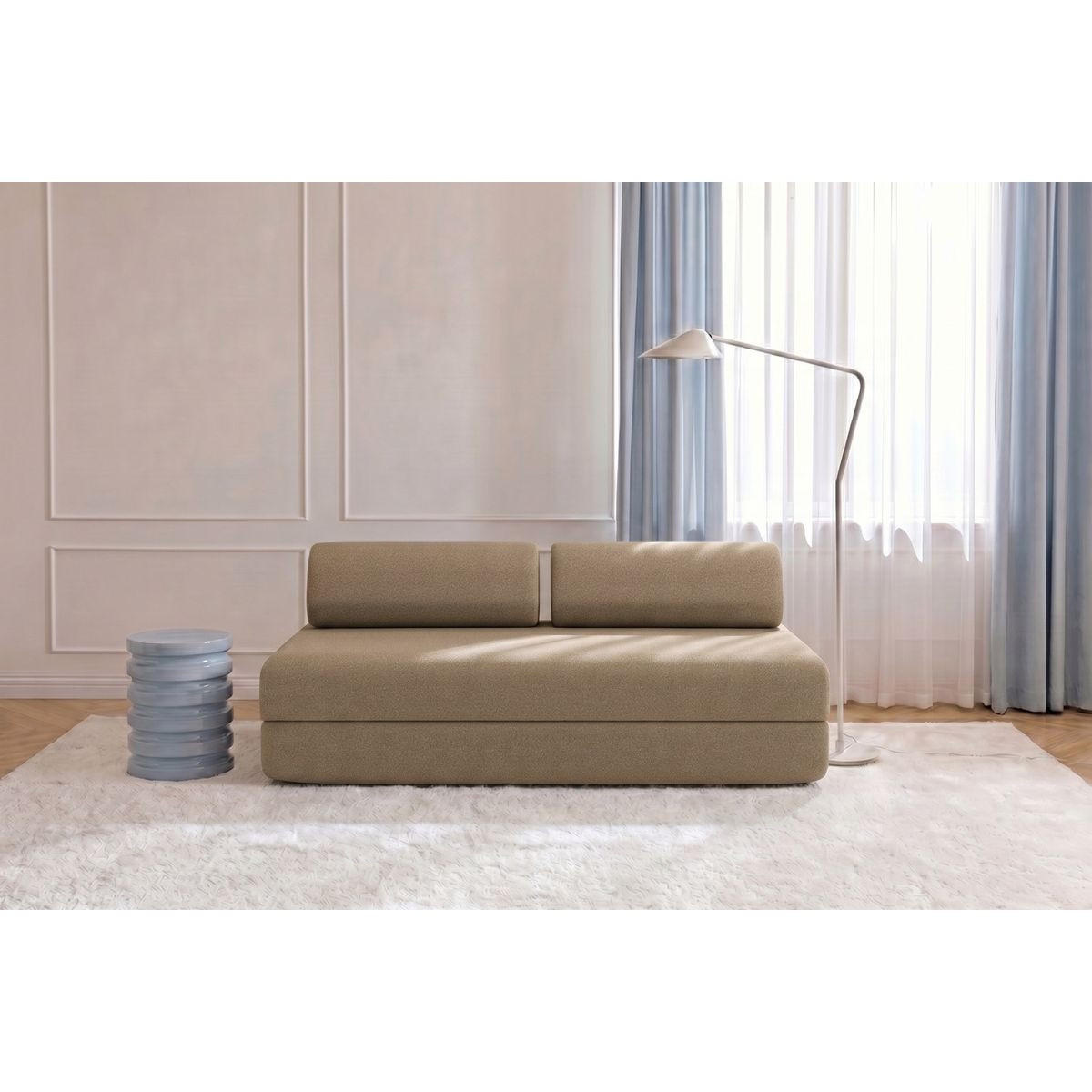 2-3-SITZER-SCHLAFSOFA aus glattem, braunem Stoff - Braun, Textil (95/70.5/190cm) - Kimo