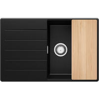 SPÜLBECKEN Kopenhagen, 2-er set Schwarz Metallic 78/50 cm 1 Becken + Ablauf-Set + Schneidebrett ab 50er Unterschrank - Chromfarben/Schwarz Hochglanz, Kunststoff (78/20/50cm) - Primagran