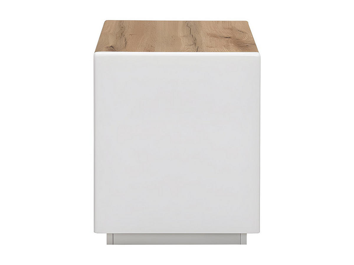 NACHTTISCH mit 1 Schublade & 1 Ablage - MDF - Weiß lackiert & Eichefarben - AMANI - Naturfarben, Holz (55/50/40cm) - Vente-Unique