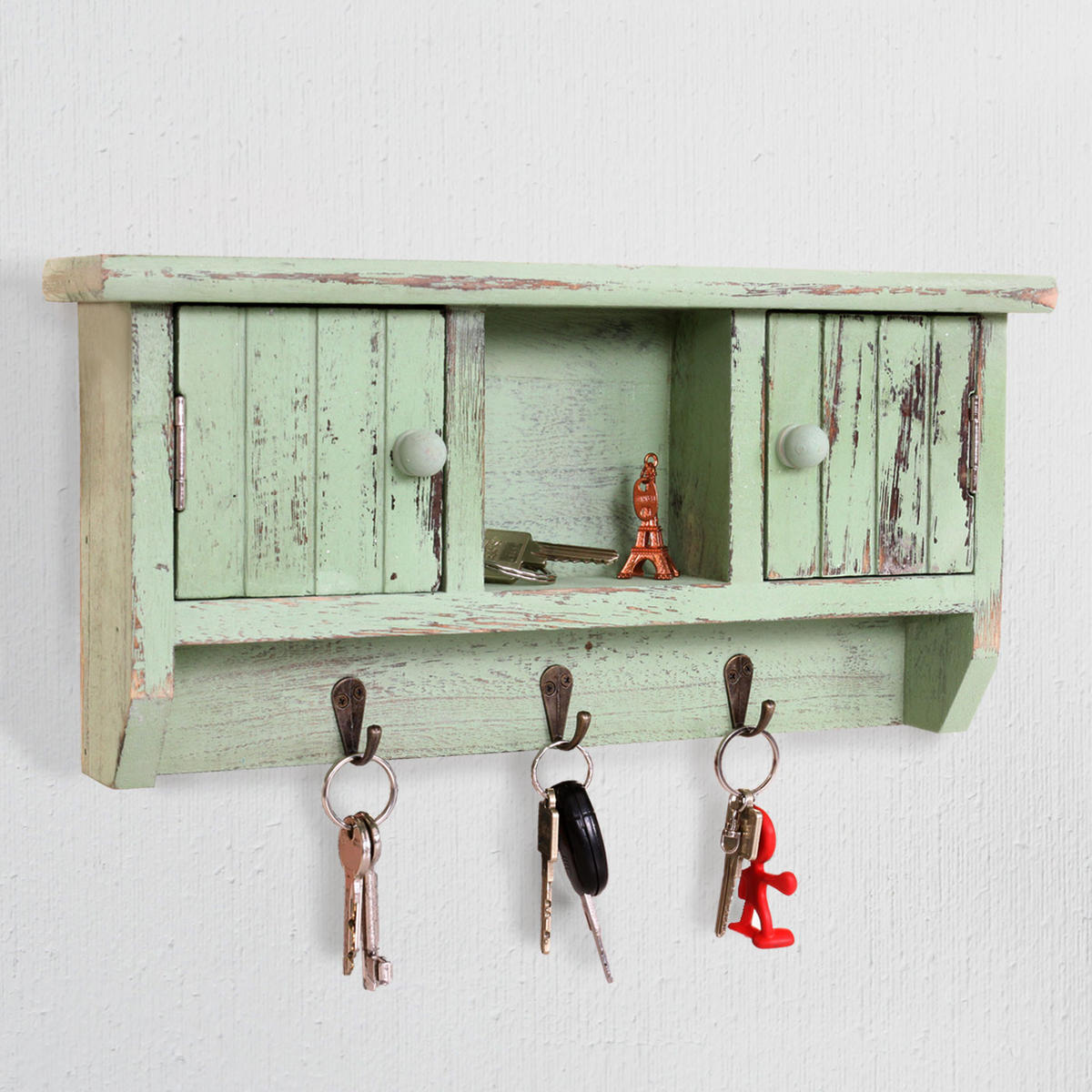 SCHLÜSSELBRETT Grün - Grün, Holz (40/19/8cm) - MCW