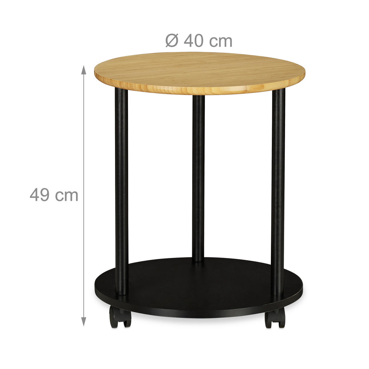 BEISTELLTISCH - Schwarz, Holz/Kunststoff (40/40/49cm) - Relaxdays