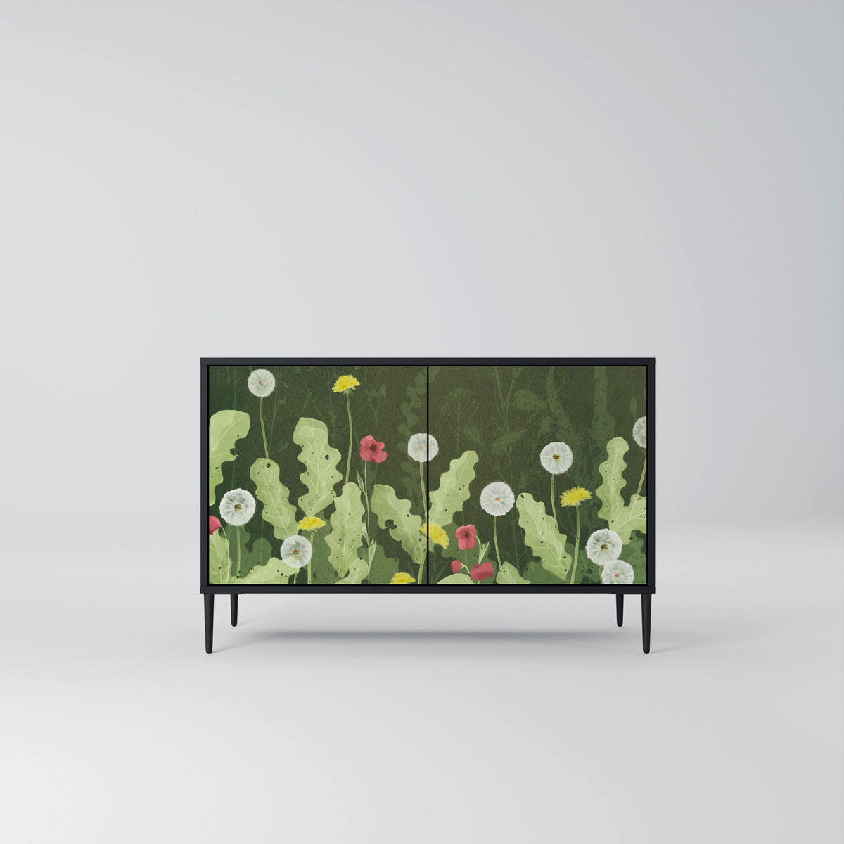 SIDEBOARD DANDELION AMUSE, Eicheneffekt, 111x42x77,5 cm, 2 Türen - Eichefarben/Buchefarben, Holzwerkstoff/Buchenholz (111/77.5/42cm) - SpaceRebels