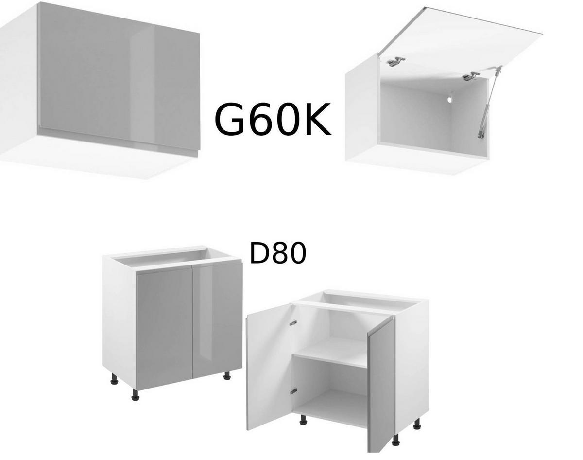 ECKKÜCHE 350 x 290 cm - Aspen K92-M350 - in Grau/Hochglanz - Grau, Holz/Holzwerkstoff (640/212/58cm)