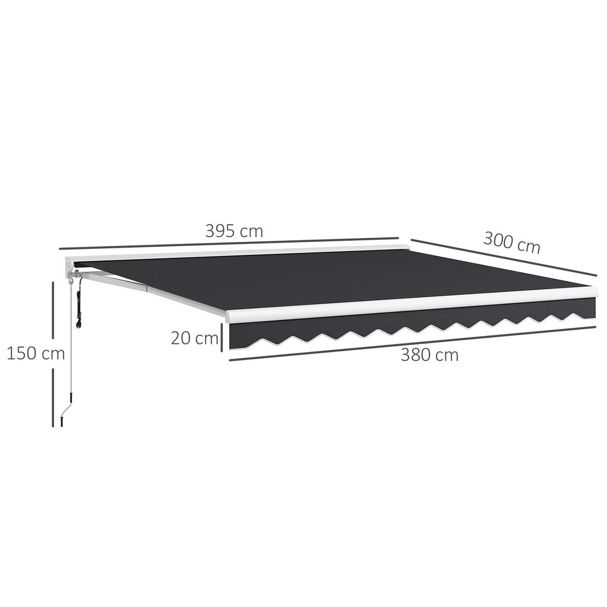 MARKÝZA, šedá, hliník, polyester - šedá, kov (300/150/395cm) - Outsunny