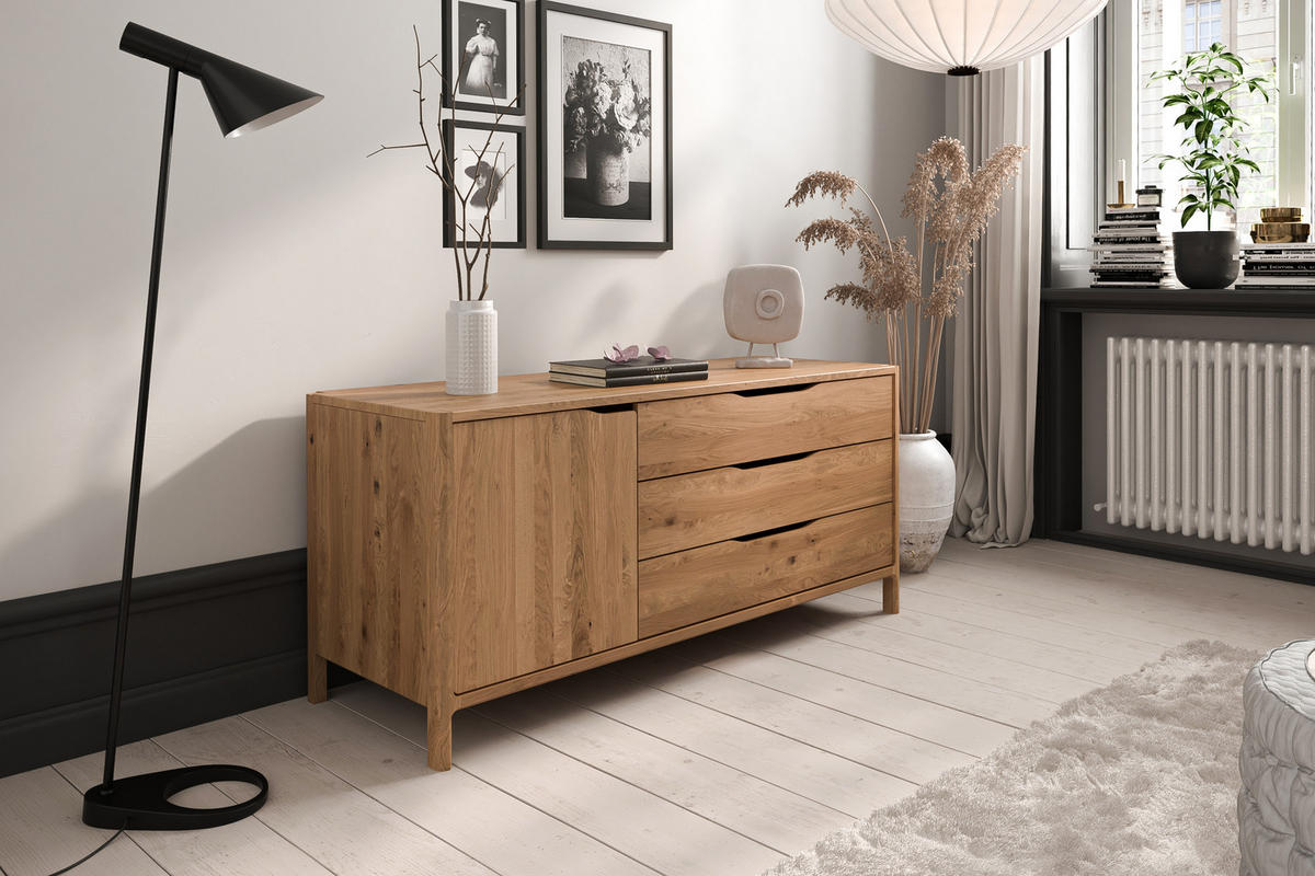 KOMMODE PAUL Wildeiche - Wildeiche, Holz (140/64/50cm) - byoak