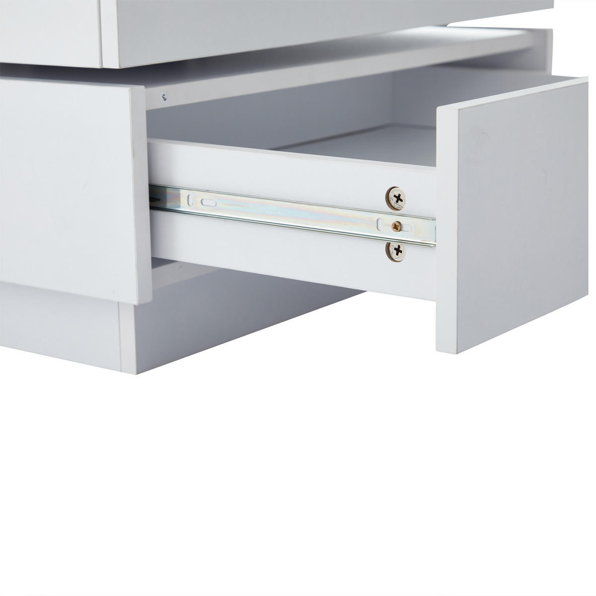 COUCHTISCH 60/60/38 cm weiß mit 360° drehbarer Tischplatte und 2 Ablagen - Weiß, Holzwerkstoff (60/60/38cm) - OKWISH