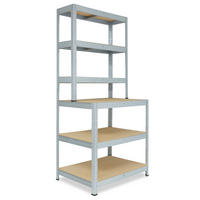 WERKBANK Regal PRO 190x80x60 cm in verzinkt mit 6 Böden und 166 kg Traglast pro Boden - Silberfarben, Metall (80/190/60cm) - shelfplaza
