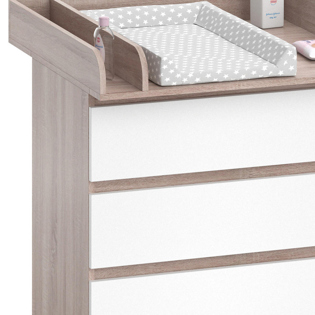 WICKELKOMMODE Emma Weiß/Sonoma 80 x 78 cm - Sonoma Eiche, Holzwerkstoff (80/87/76cm) - Vicco