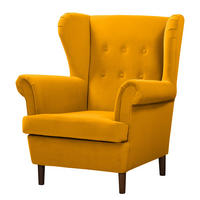 OHRENSESSEL - Dunkelbraun/Gelb, Textil (85/101/89cm) - home24