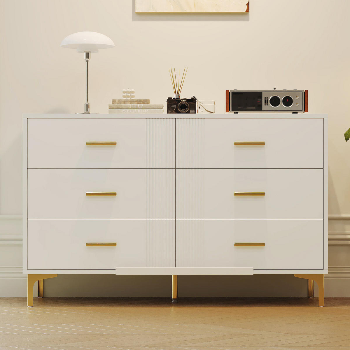 SIDEBOARD mit 6 Schubladen Weiß - Weiß, Holzwerkstoff (40/76/120cm) - Urban Meuble
