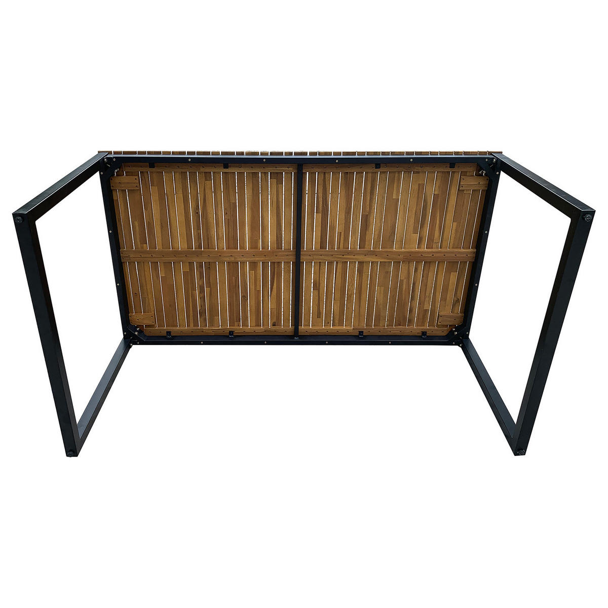 GARTENTISCH - Akazie massiv / Stahl - Braun / Schwarz - Schwarz/Akaziefarben, Holz/Metall (89/162/75cm) - home24