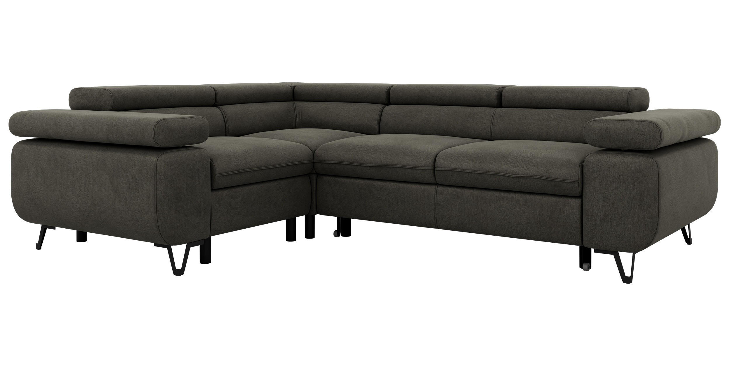 ECKSOFA FALCO L - Dunkelgrau Velvet - Links Seite - Dunkelgrau/Anthrazit, Textil/Metall (197/268cm) - MKS