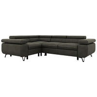 ECKSOFA FALCO L - Dunkelgrau Velvet - Links Seite - Dunkelgrau/Anthrazit, Textil/Metall (197/268cm) - MKS
