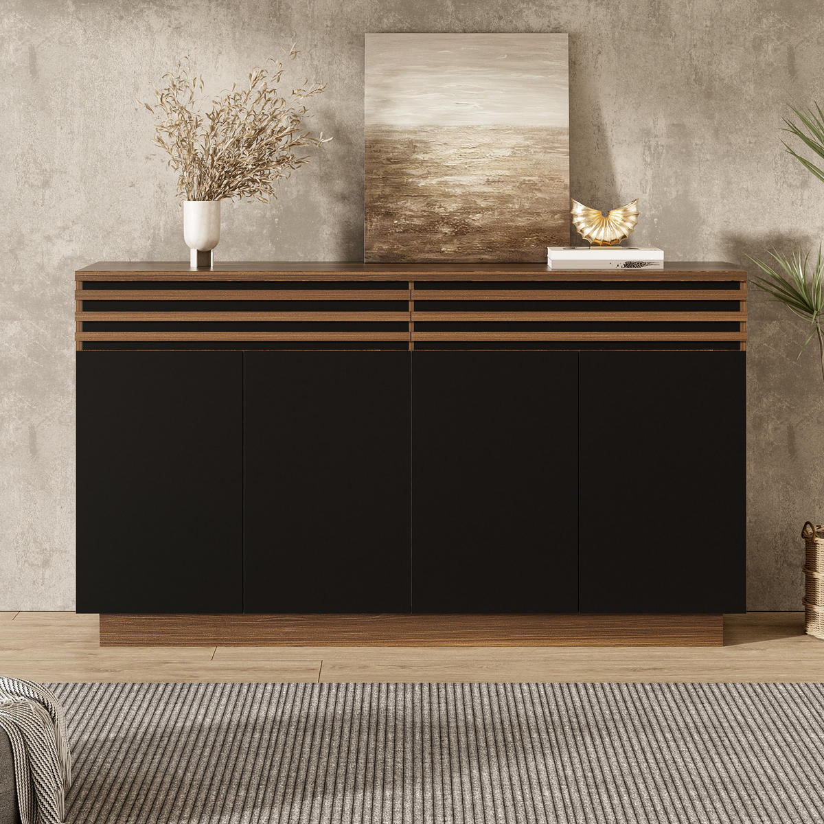 SIDEBOARD 150x40x85 cm Holzoptik schwarz - Schwarz, Holz (150/85/40cm) - Fortuna Lai
